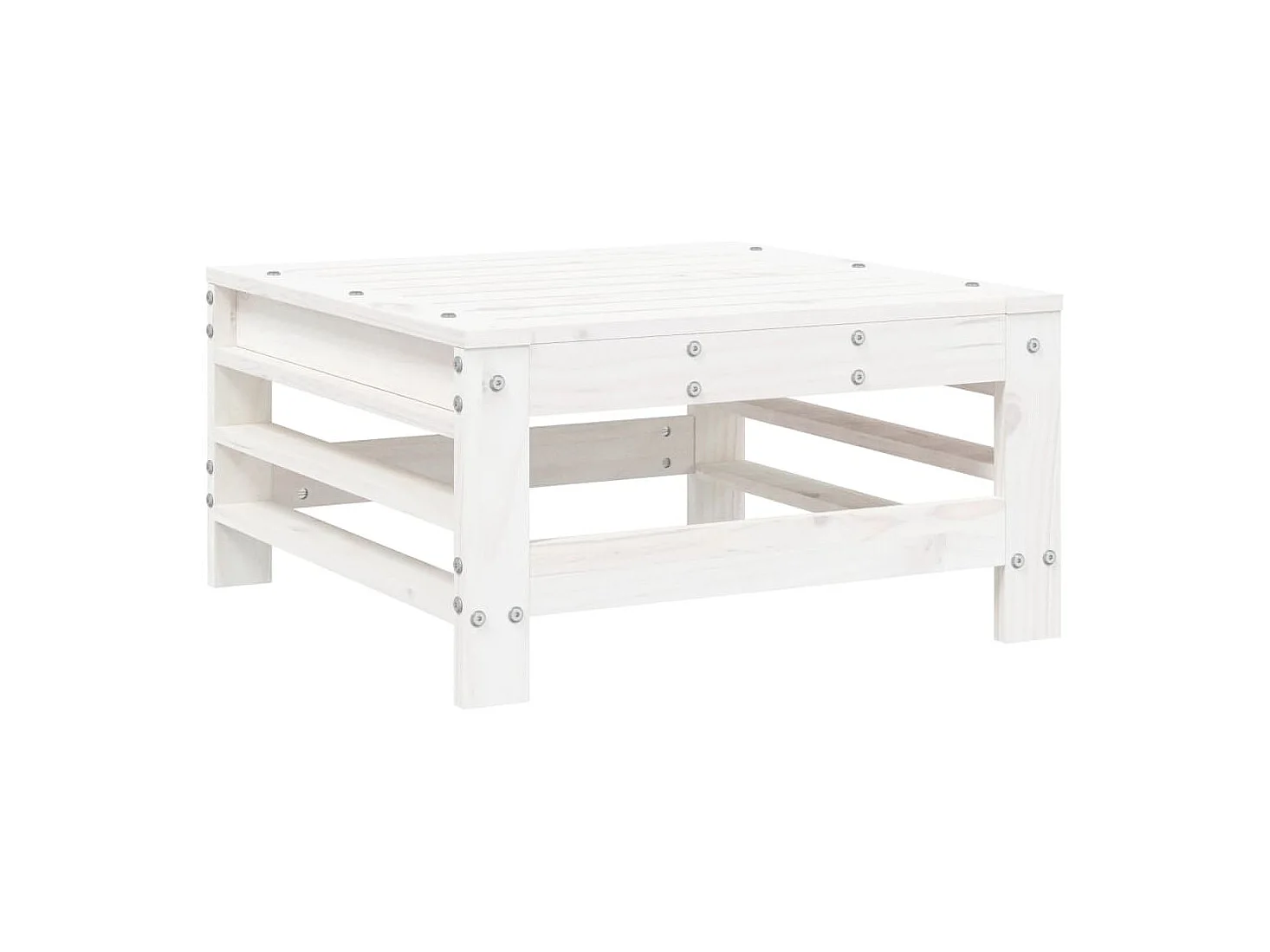 Set Salotto da Giardino 7 pz Bianco in Legno Massello di Pino