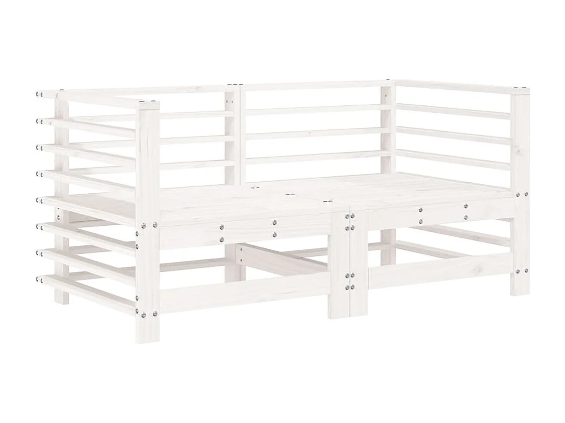 Salon de jardin 7 pcs Blanc Bois de pin massif