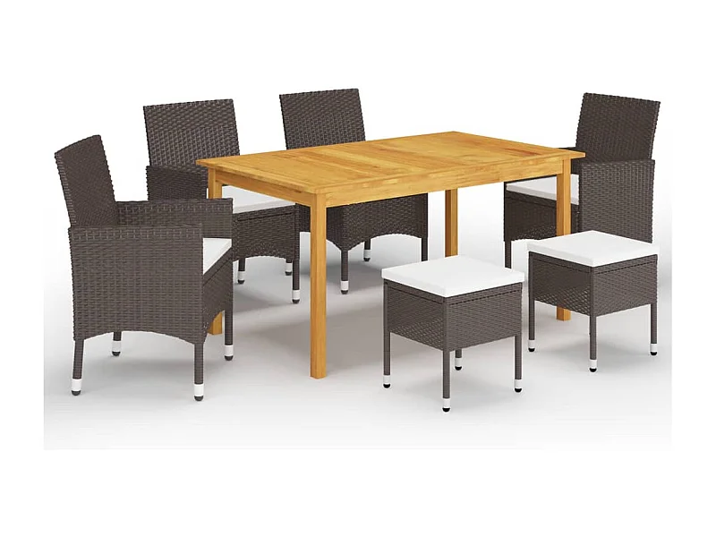 Set Mobili da Pranzo per Giardino 7 pz Marrone