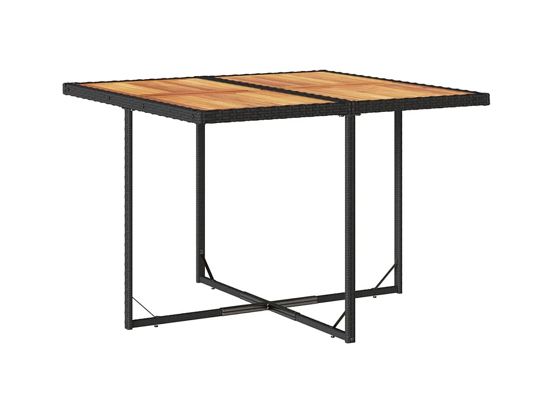 9-tlg. Garten-Essgruppe mit Kissen Schwarz Poly Rattan