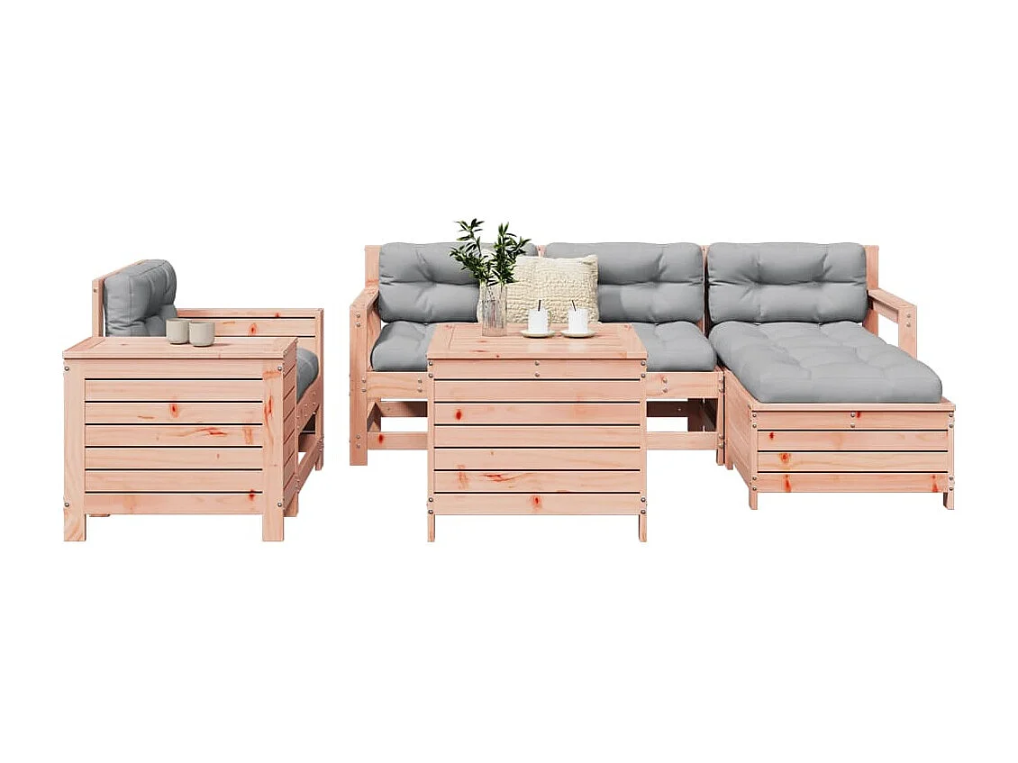 Salon de jardin 7 pcs bois massif sapin de douglas