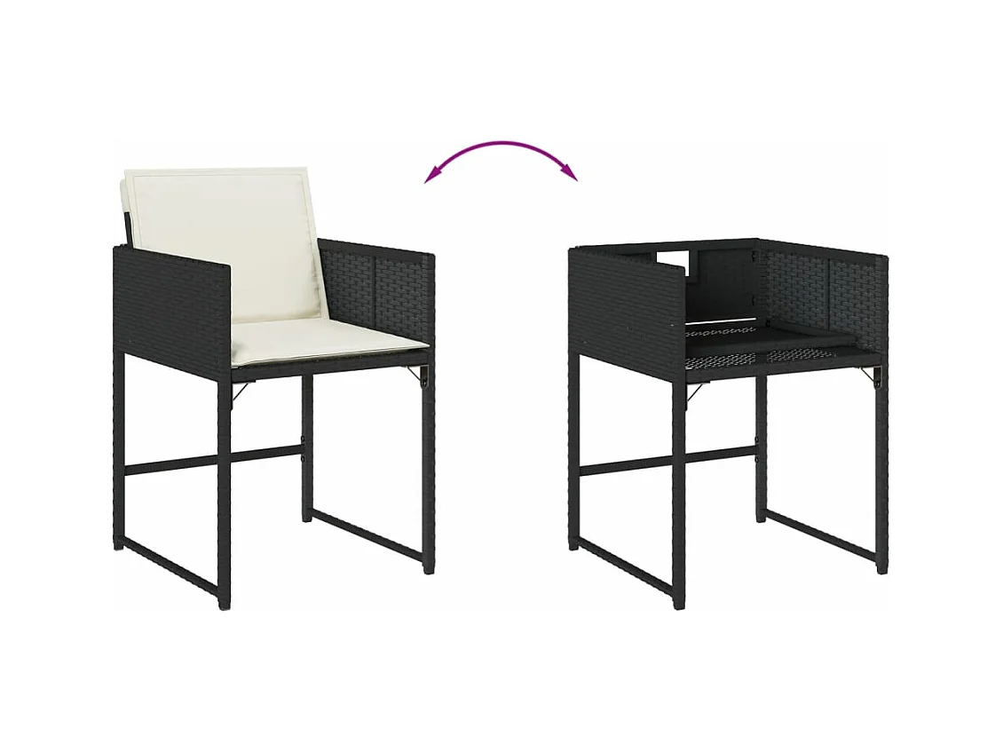 Ensemble à manger de jardin coussins 5pcs Noir Résine tressée