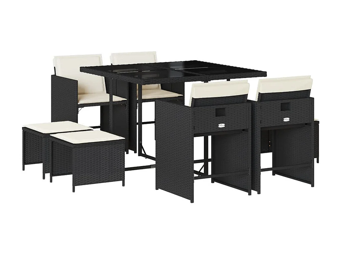 9-delige Tuinset poly rattan zwart