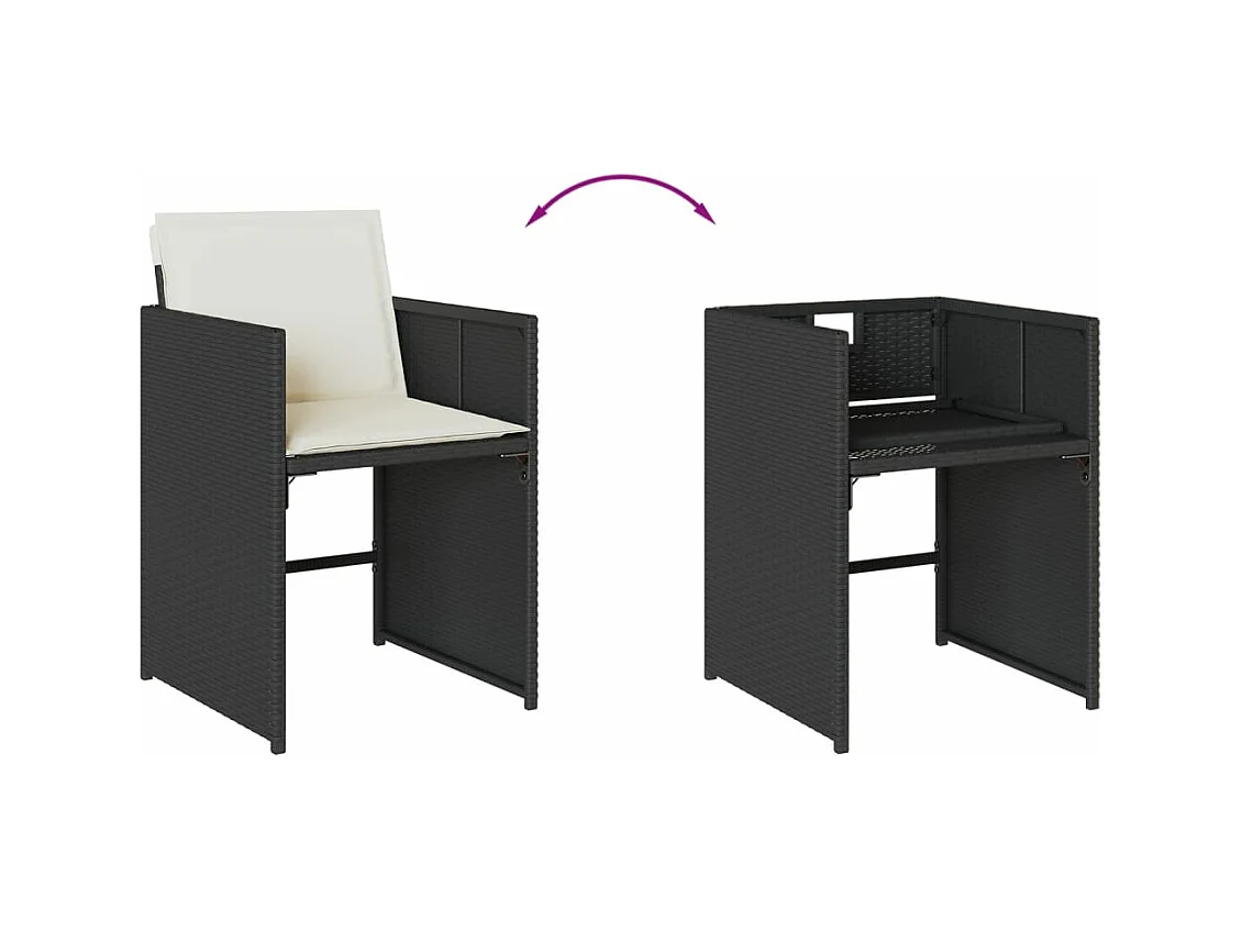 Ensemble à manger de jardin 9pcs coussins noir résine tressée