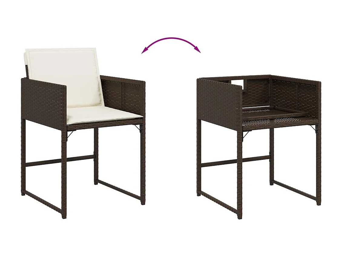 Ensemble à manger de jardin avec coussins 13 pcs marron rotin