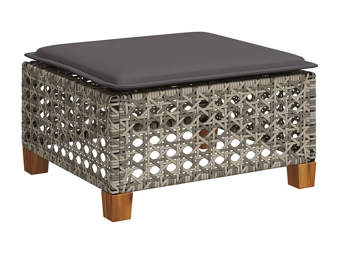 6-tlg. Garten-Sofagarnitur mit Kissen Grau Poly Rattan