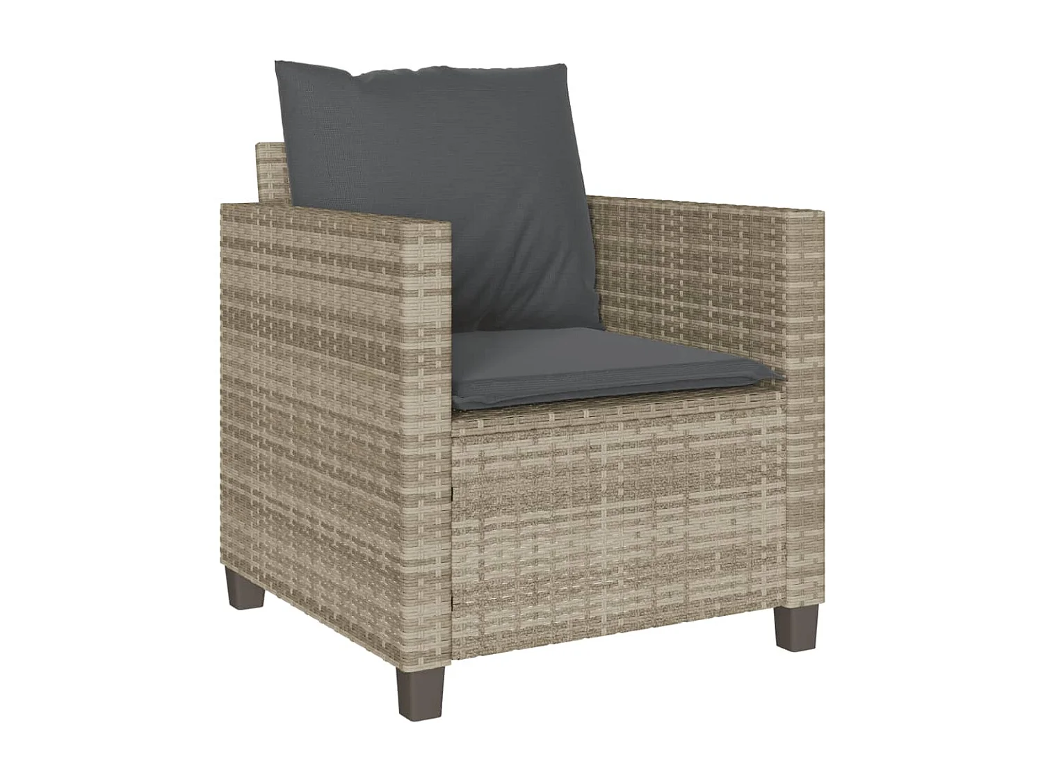 Ensemble de bistro 3 pcs et coussins gris clair résine tressée