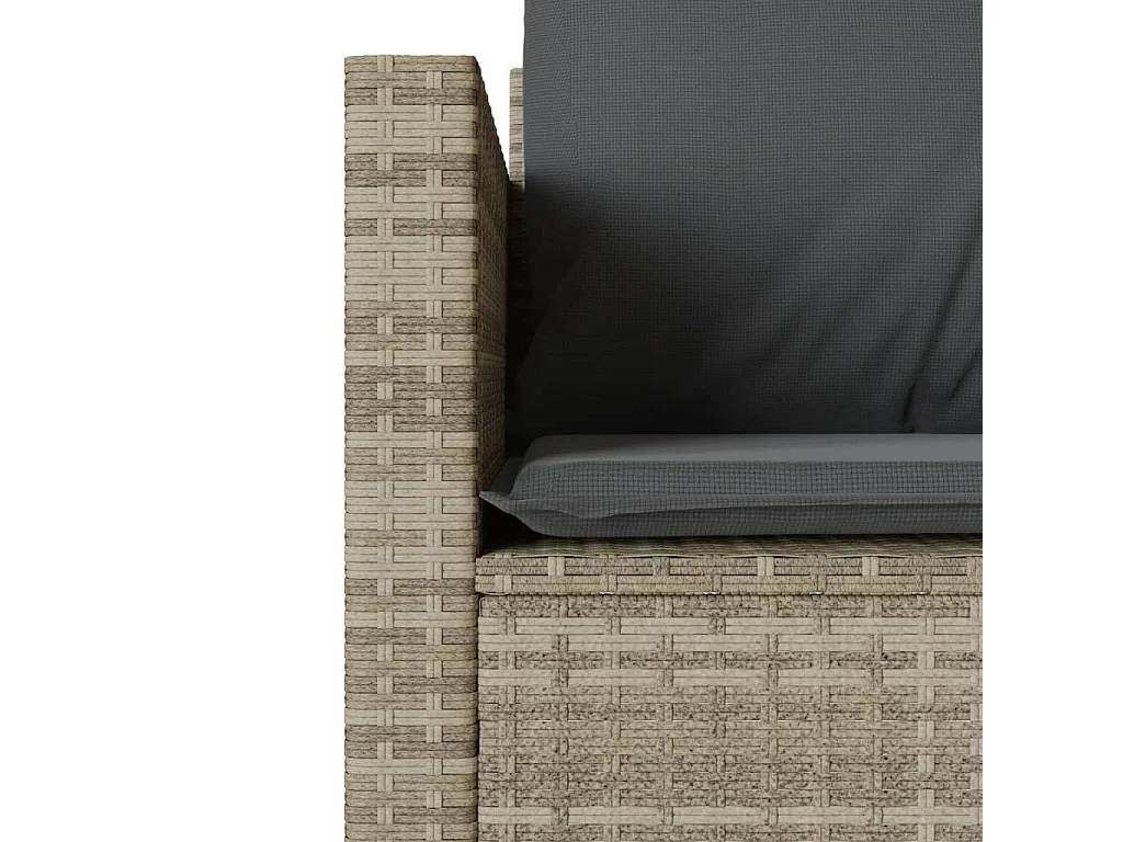 Ensemble de bistro 3 pcs et coussins gris clair résine tressée