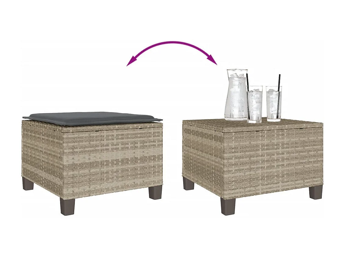 Ensemble de bistro 3 pcs et coussins gris clair résine tressée