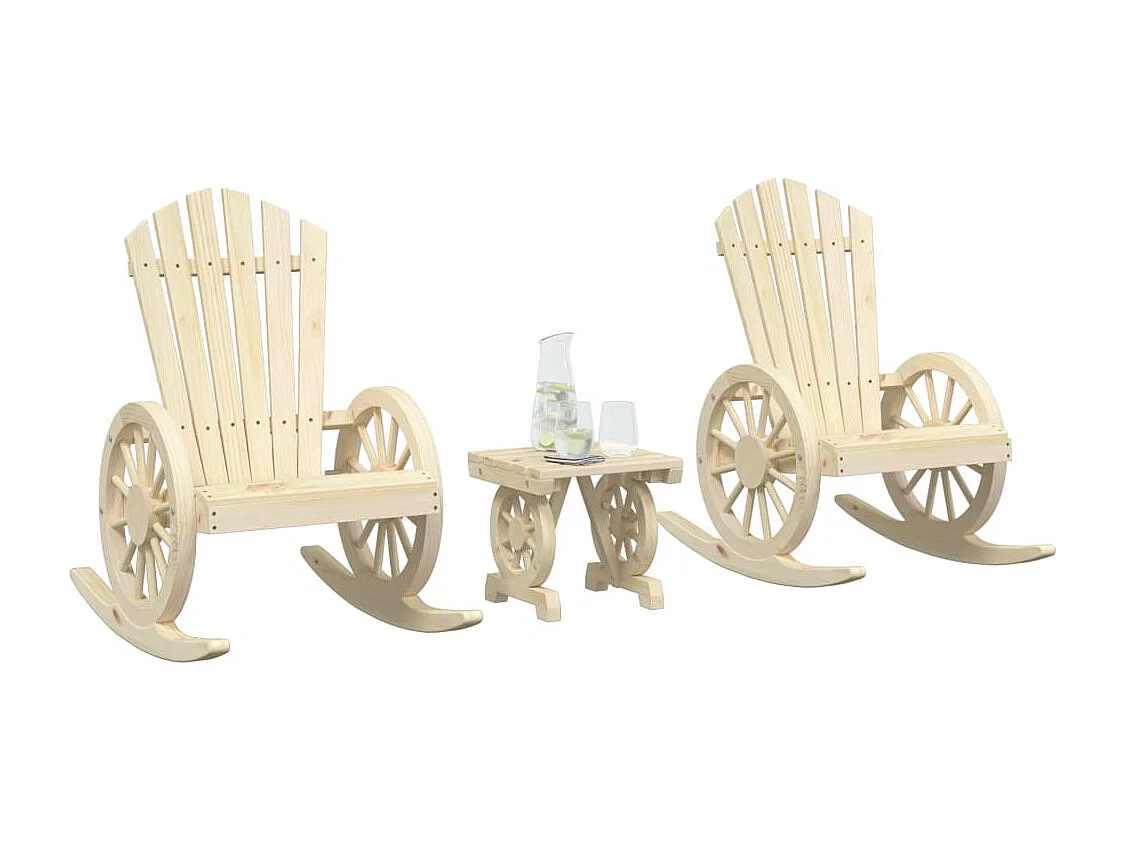 3-tlg. Garten-Lounge-Set Massivholz Tanne