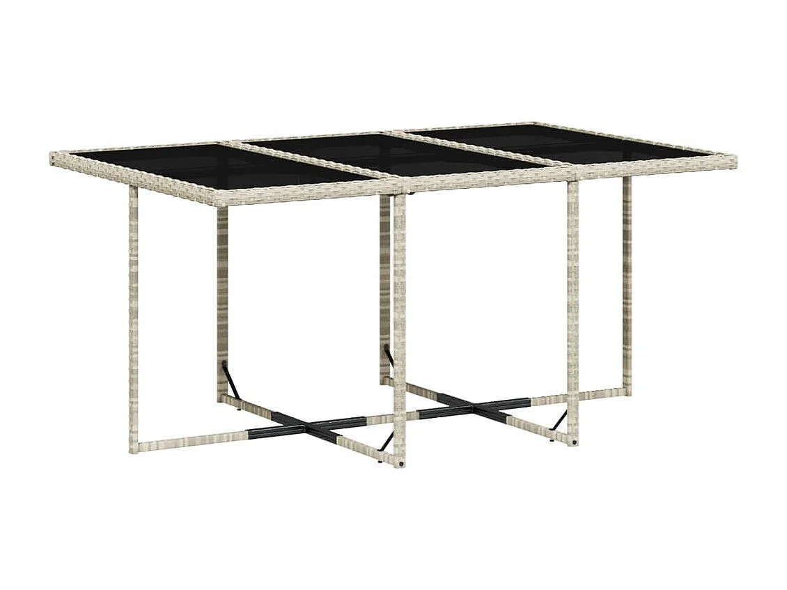 7-tlg. Garten-Essgruppe mit Kissen Hellgrau Poly Rattan