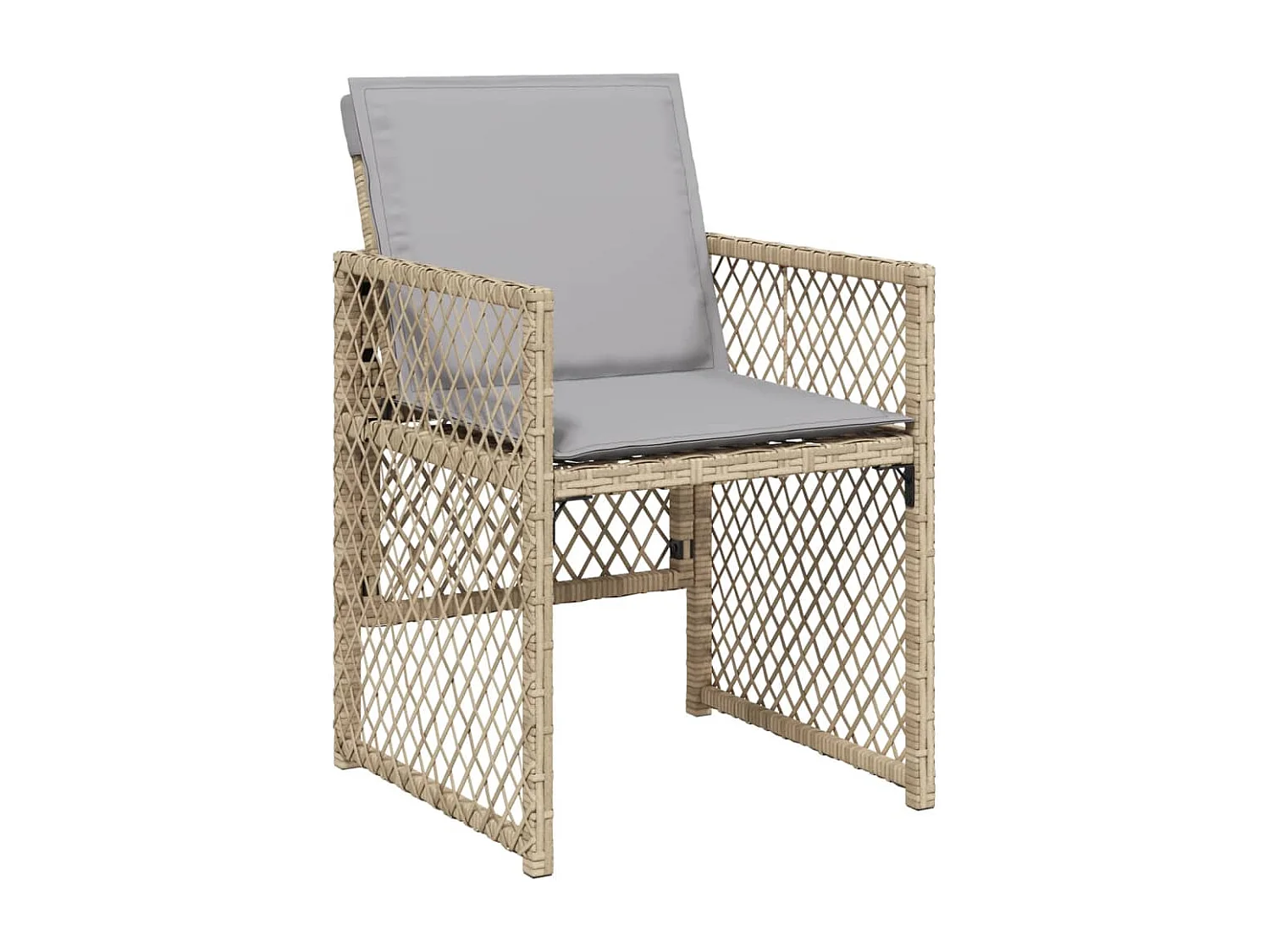 Set da Pranzo da Giardino 11 pz con Cuscini Beige in Polyrattan
