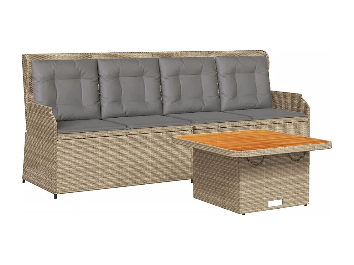 Set Divani da Giardino 3 pz con Cuscini in Polyrattan Beige