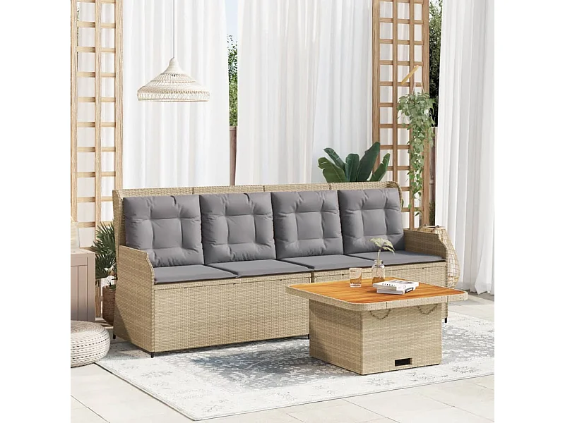 Set Divani da Giardino 3 pz con Cuscini in Polyrattan Beige