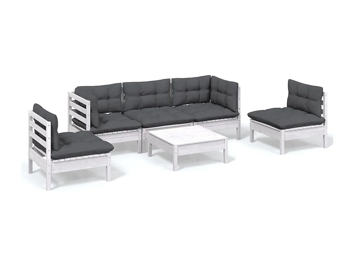 6-tlg. Garten-Lounge-Set mit Kissen Kiefer Massivholz