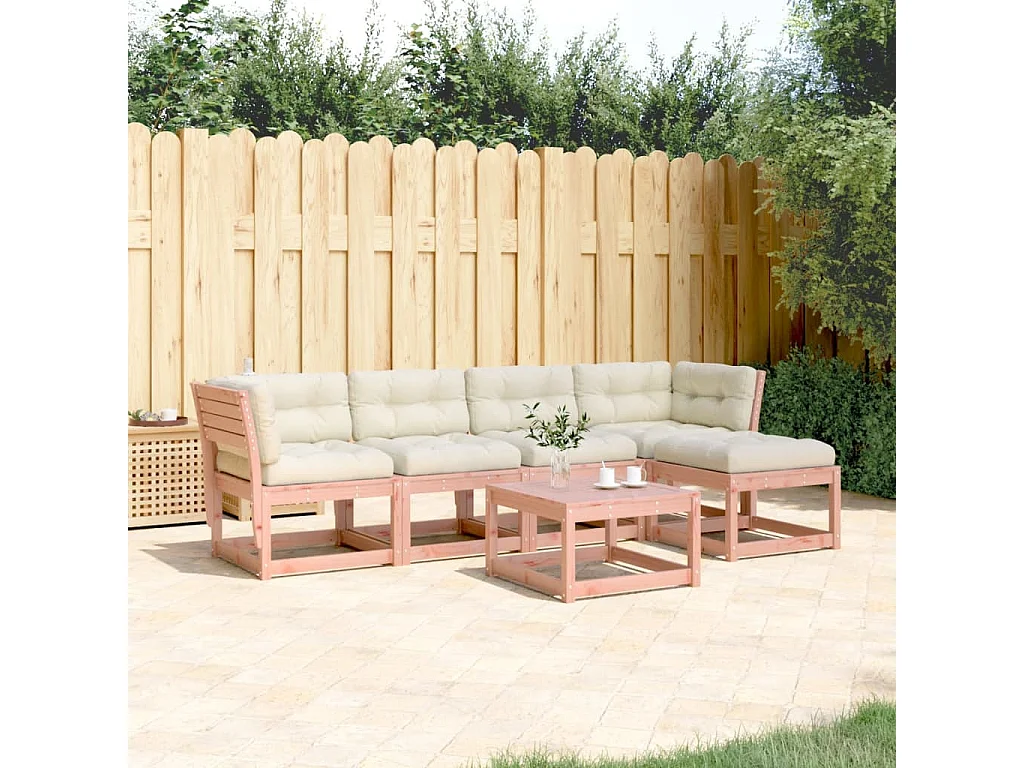 Set Divani Giardino 5 pz con Cuscini Legno Massello di Douglas