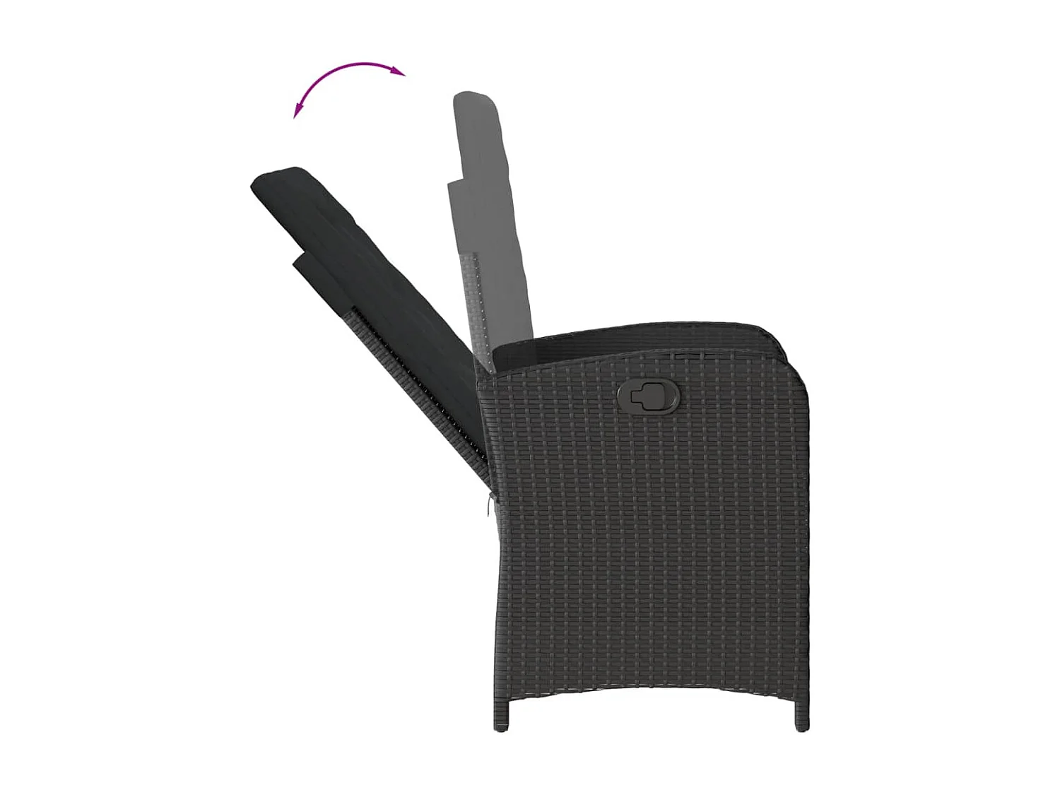 Set da Pranzo da Giardino 9 pz con Cuscini Nero in Polyrattan