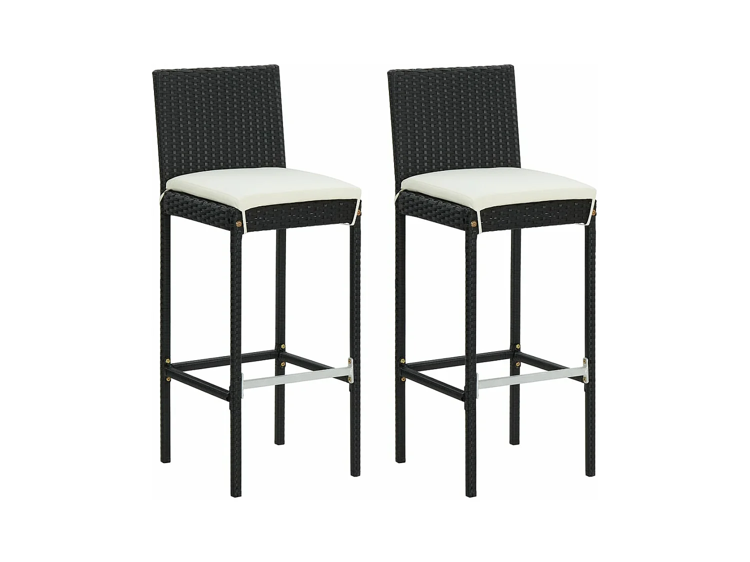 Ensemble de bar de jardin 3 pcs et coussins Résine tressée Noir