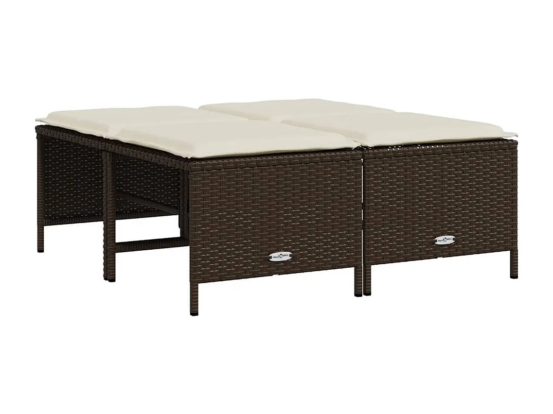 Set Divano da Giardino 5 pz con Cuscini Marrone in Polyrattan