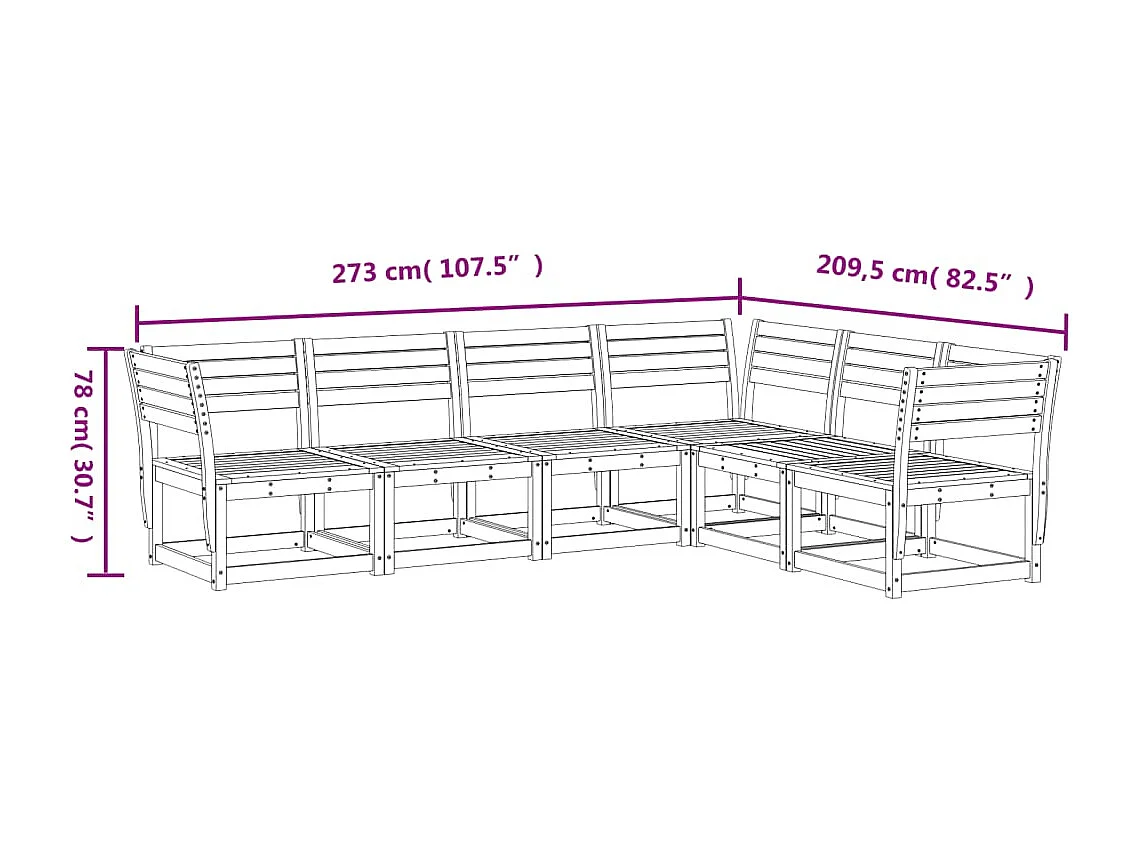 6 pcs conjunto sofás de jardim madeira de douglas maciça