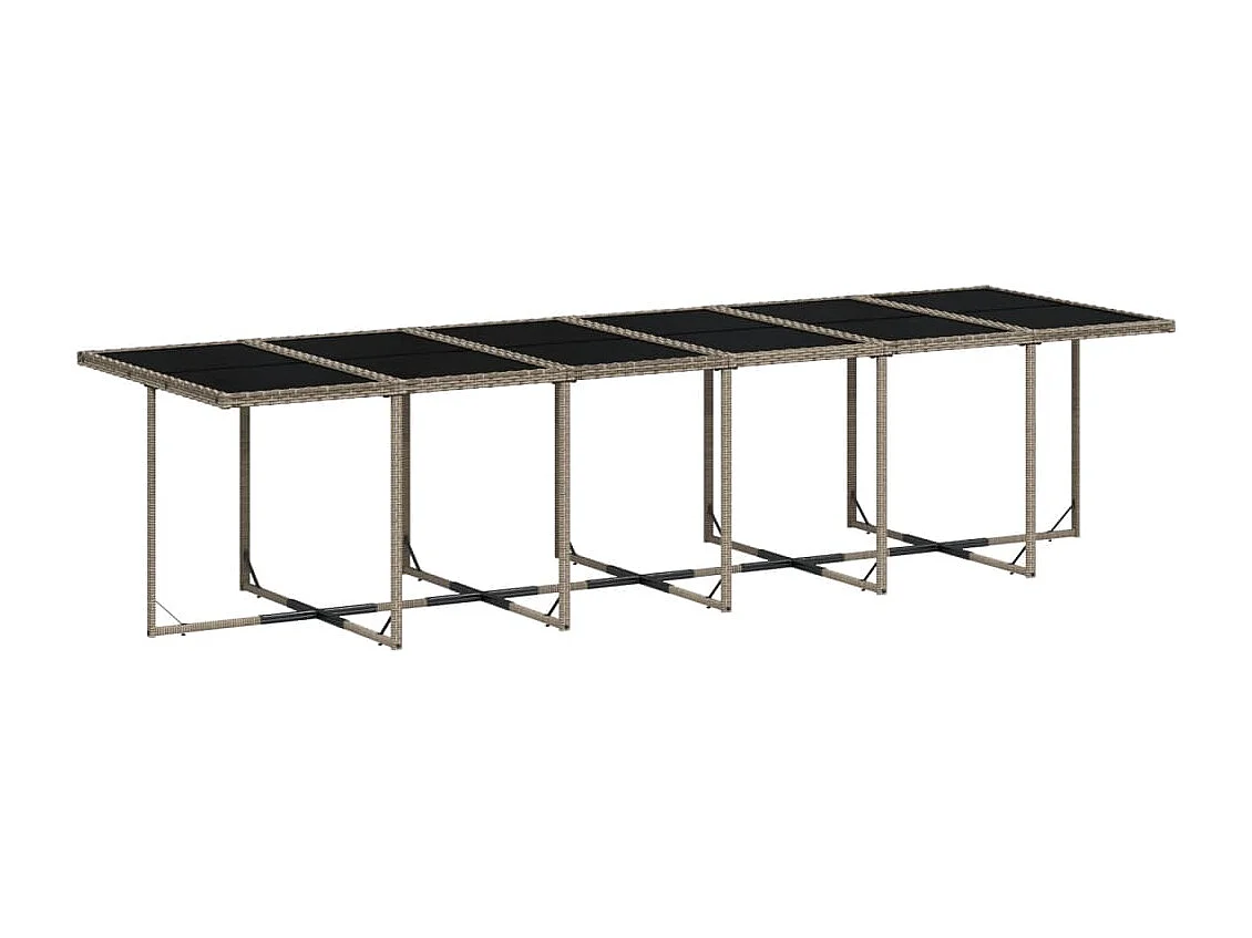 Set da Pranzo da Giardino 13pz con Cuscini Grigio in Polyrattan