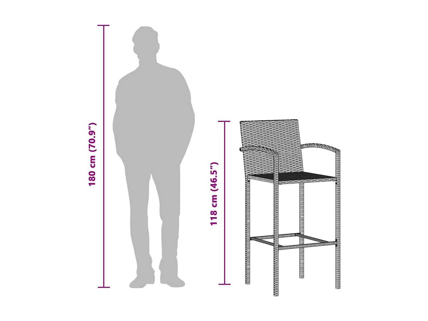 3-delige Tuinbarset massief acaciahout en poly rattan bruin