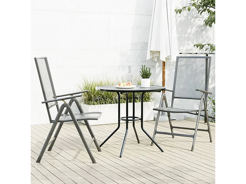 Ensemble de chaises de jardin inclinables 3 pcs anthracite