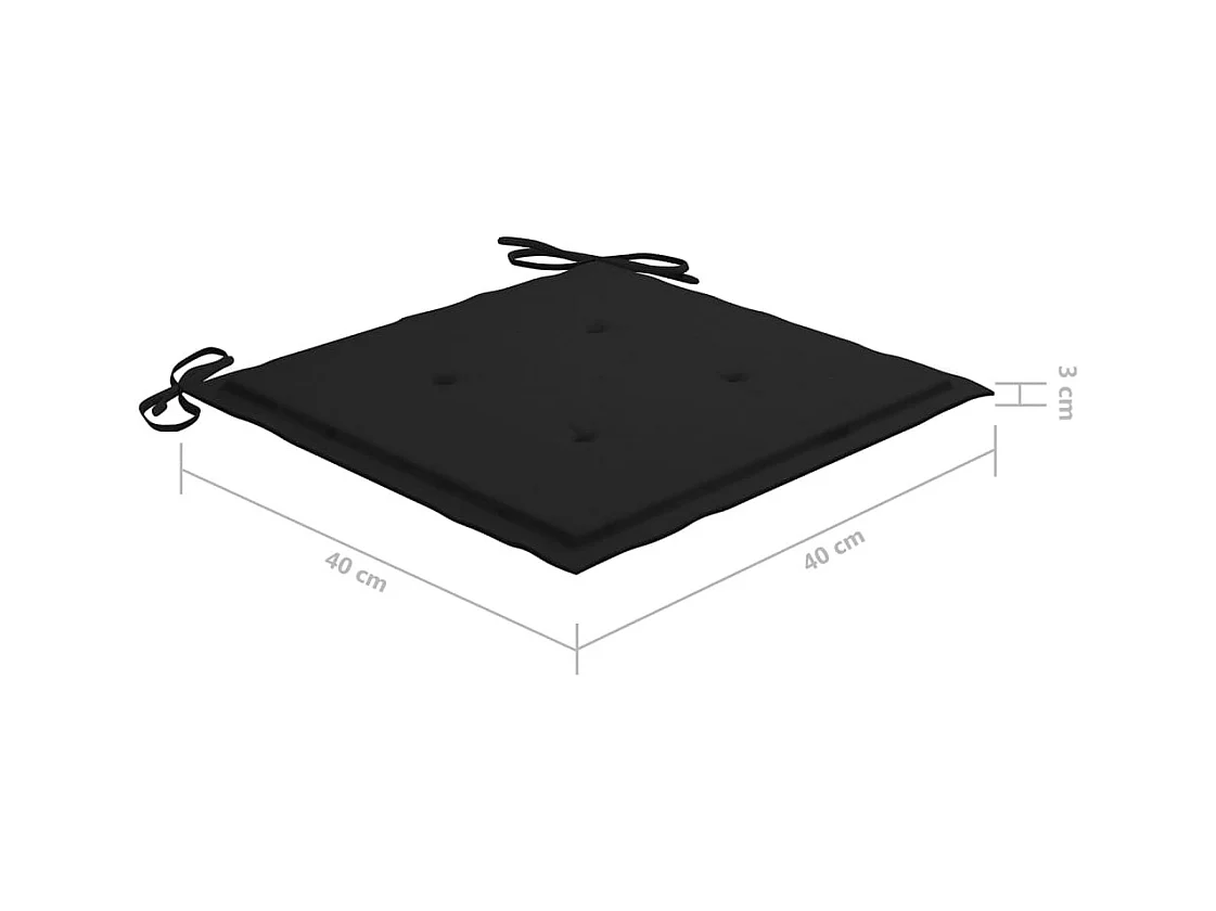 Ensemble à manger d'extérieur pliable avec coussin 3 pcs Teck