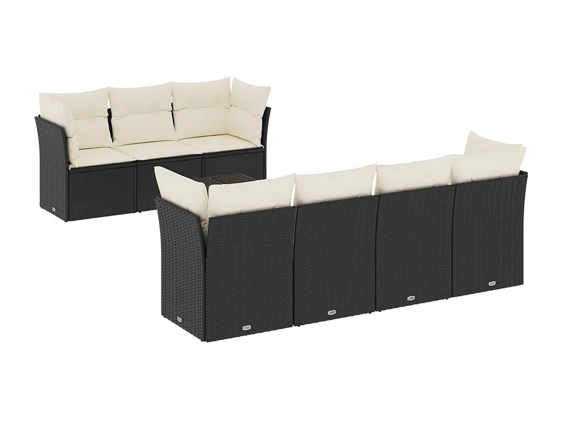 Set Divani da Giardino con Cuscini 8 pz Nero in Polyrattan