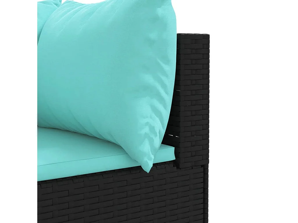 Salon de jardin 7 pcs avec coussins Noir Résine tressée