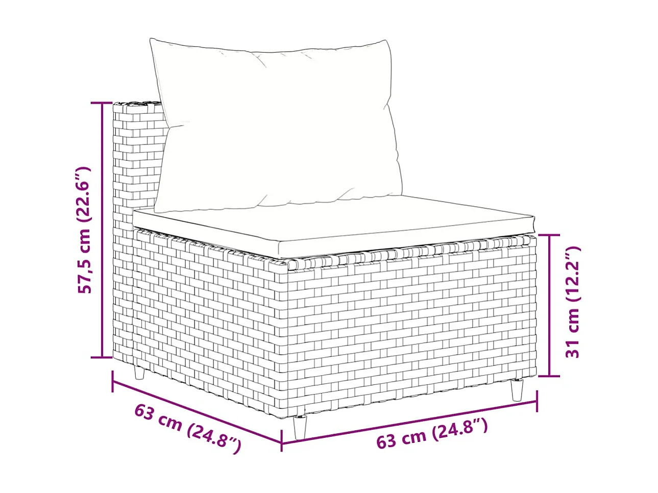 Set Salotto da Giardino con Cuscini 7pz Nero Polyrattan