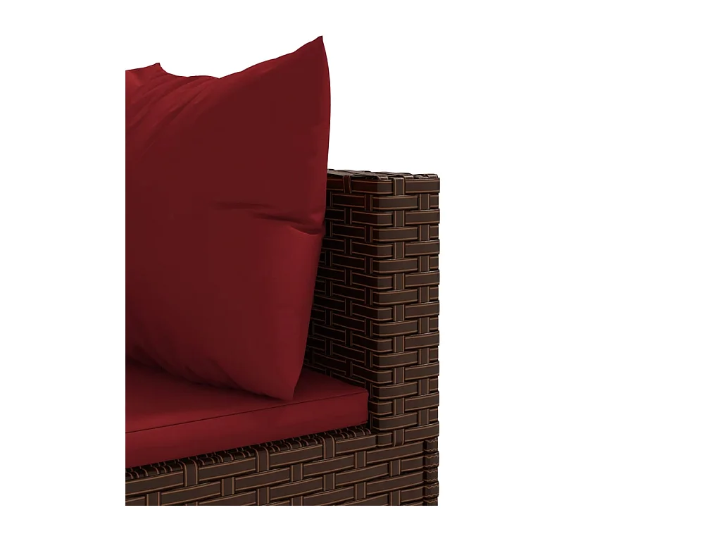 Salon de jardin avec coussins 7 pcs marron résine tressée