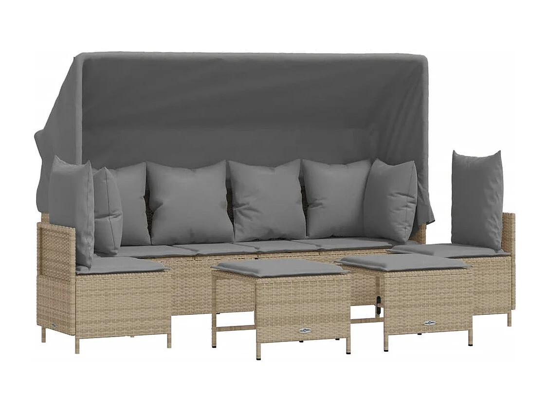 Salon de jardin avec coussins 5 pcs beige résine tressée