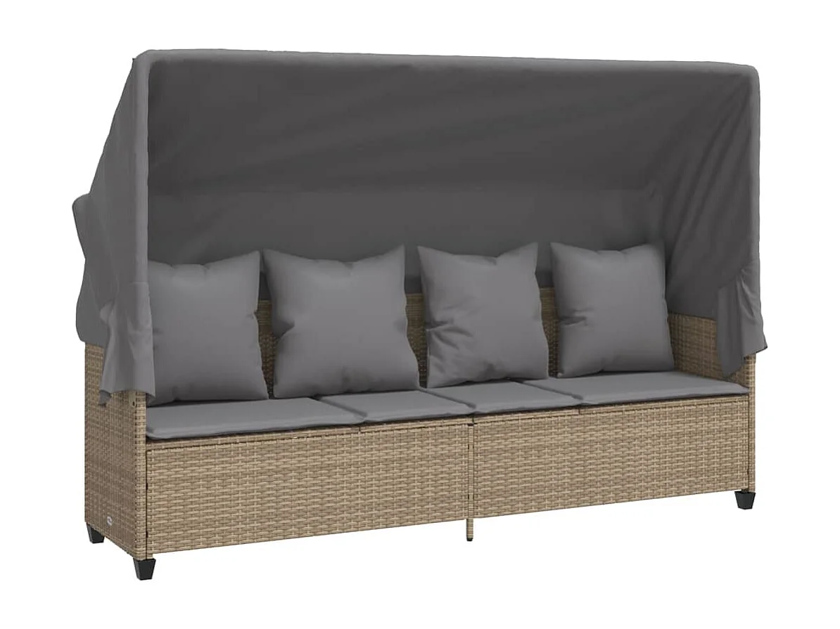 Salon de jardin avec coussins 5 pcs beige résine tressée