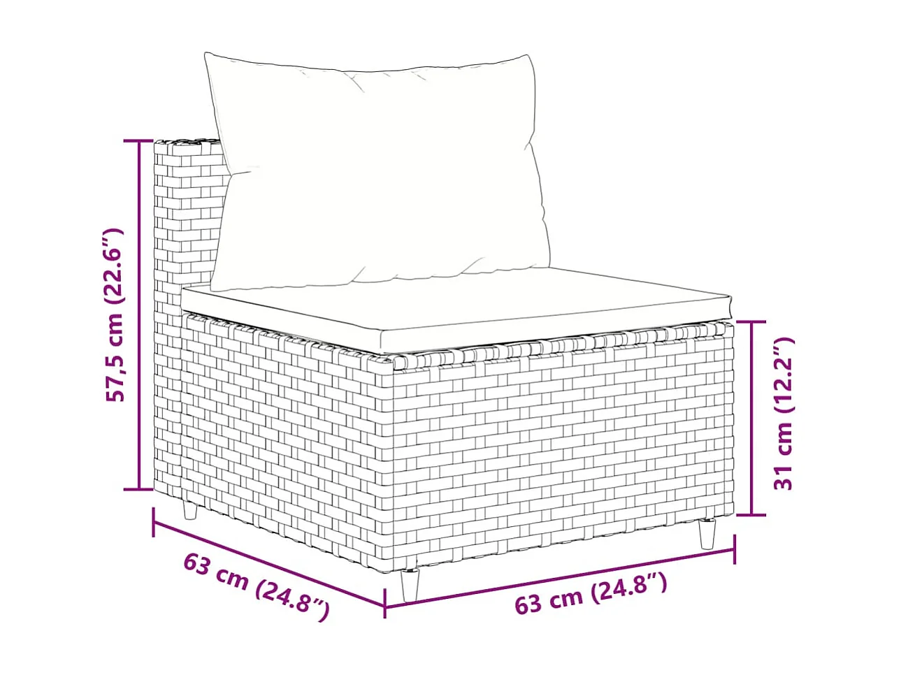 Set Divano da Giardino 6 pz con Cuscini Nero in Polyrattan
