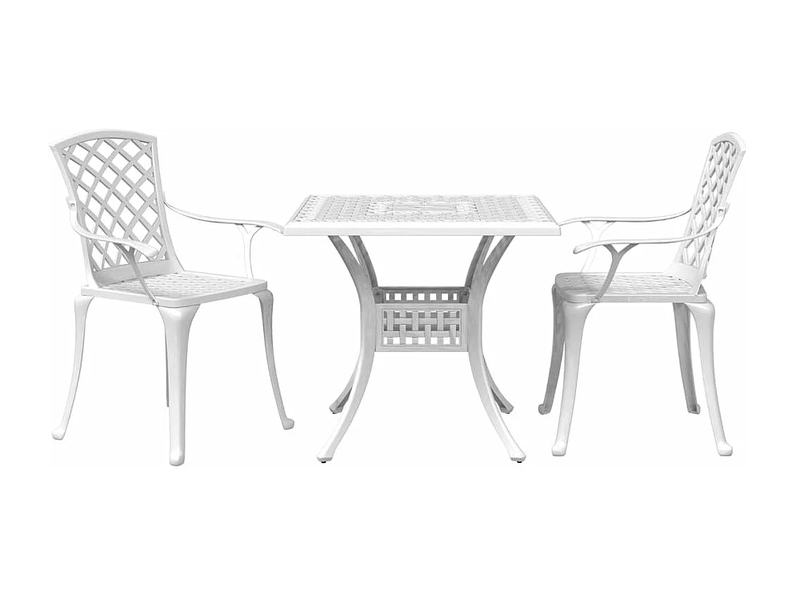 3-tlg. Bistro-Set Weiß Aluminiumguss