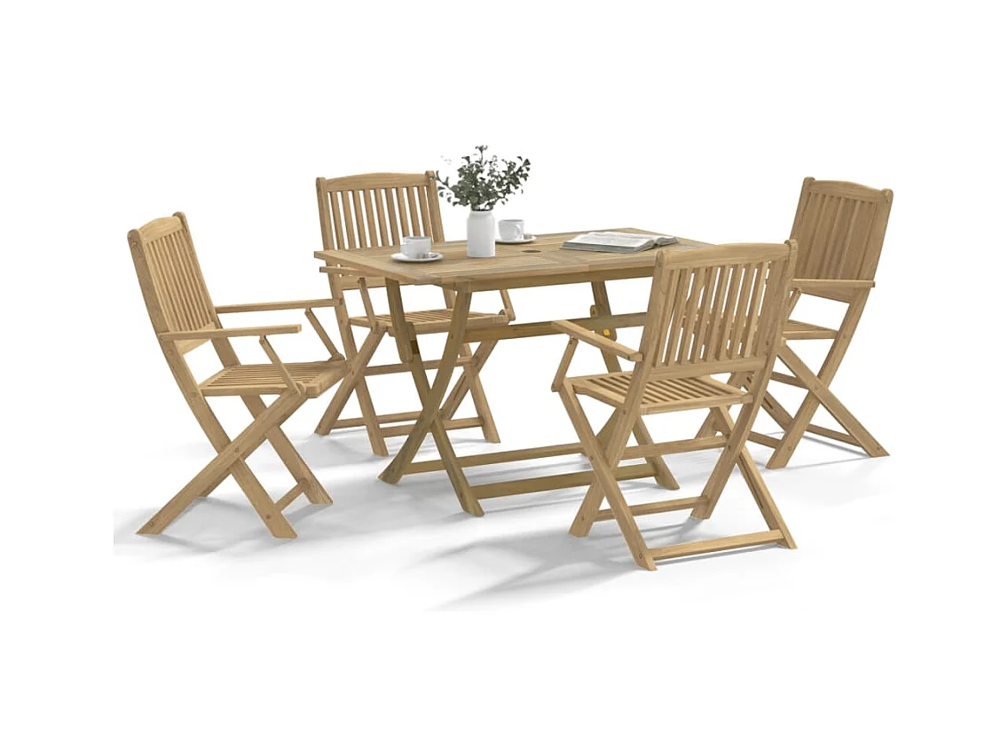 Conjunto de jantar p/ jardim 5 pcs madeira de acácia maciça
