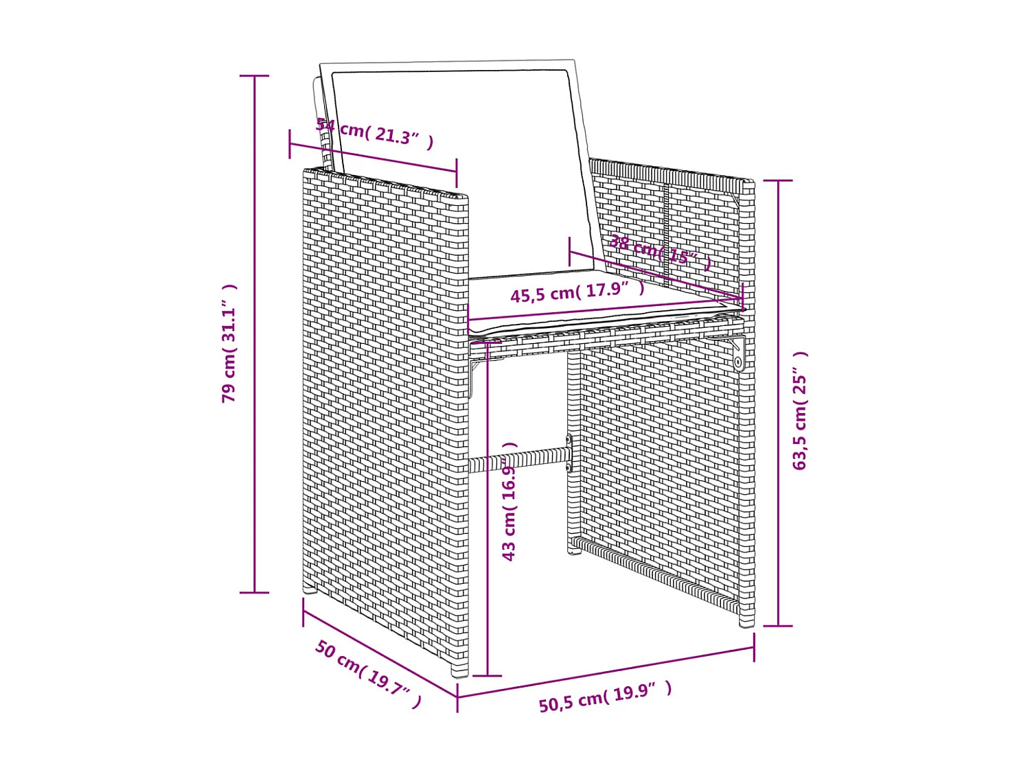15-tlg. Garten-Essgruppe mit Kissen Grau Poly Rattan