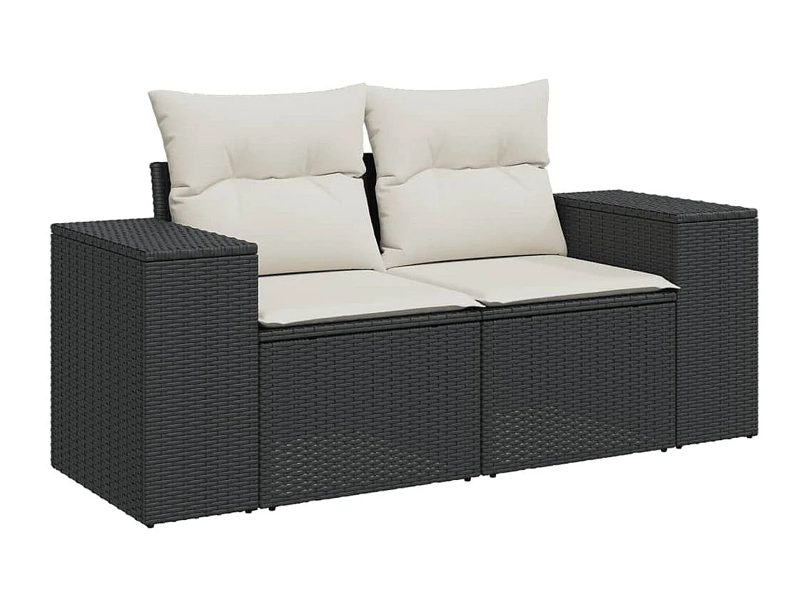 Salon de jardin 10 pcs avec coussins noir résine tressée