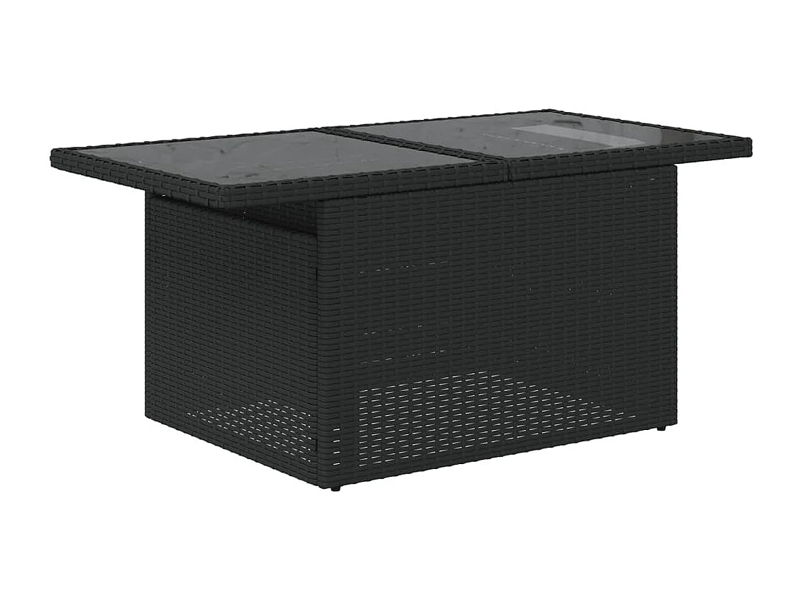 Salon de jardin 10 pcs avec coussins noir résine tressée