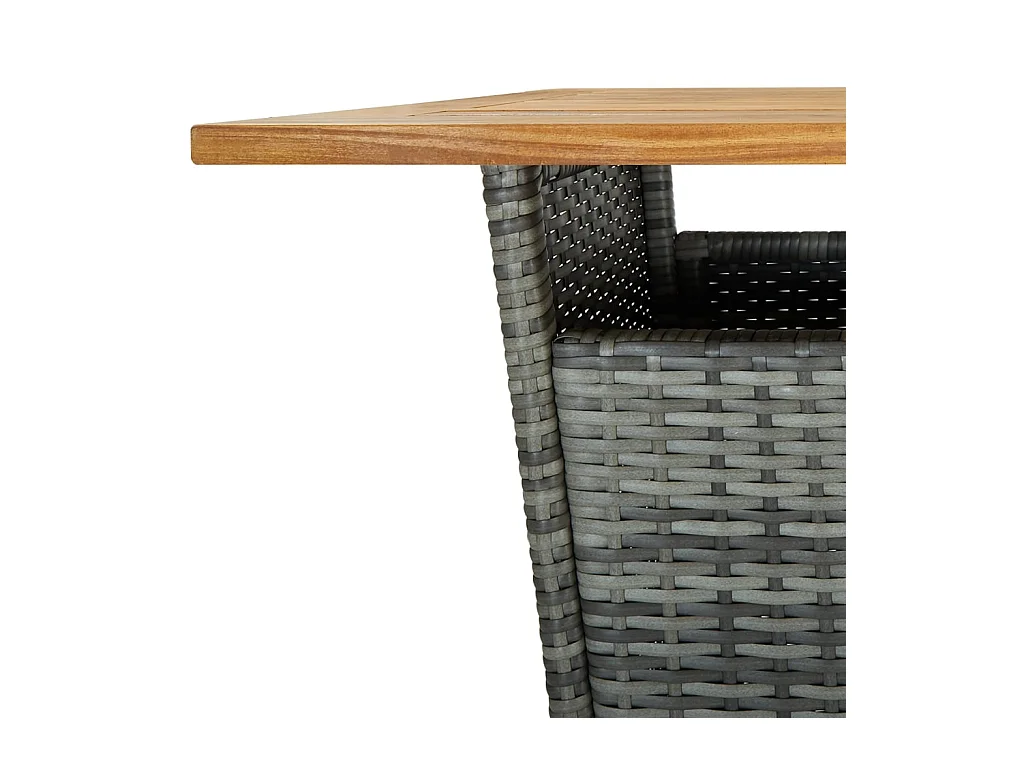 5-tlg. Gartenbar-Set mit Kissen Poly Rattan Grau