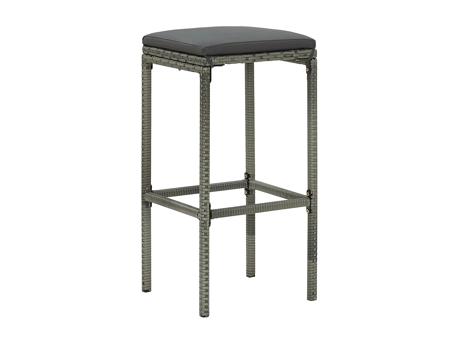 5-tlg. Gartenbar-Set mit Kissen Poly Rattan Grau