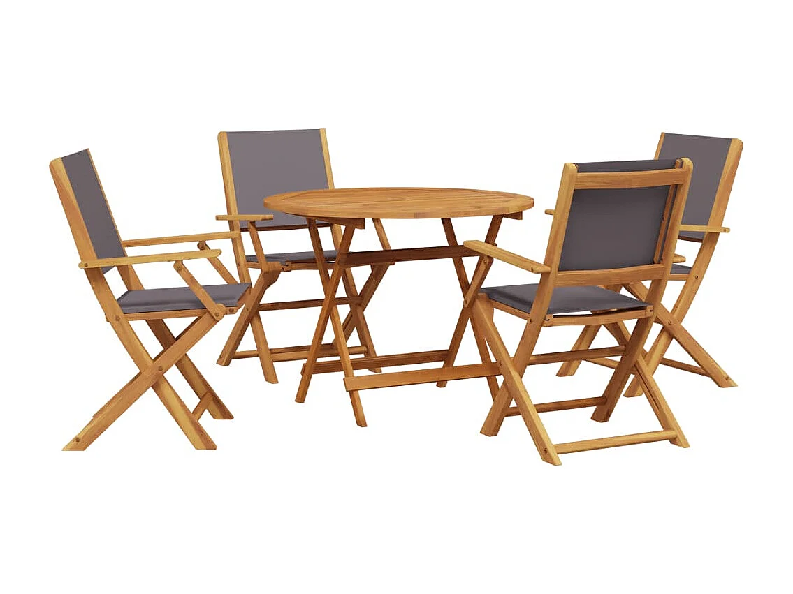 Ensemble à manger de jardin 5 pcs anthracite tissu bois massif