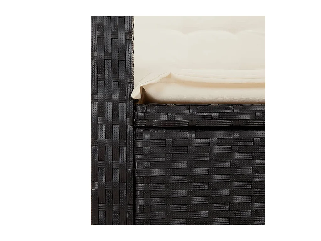 7-delige Tuinset met kussens poly rattan zwart