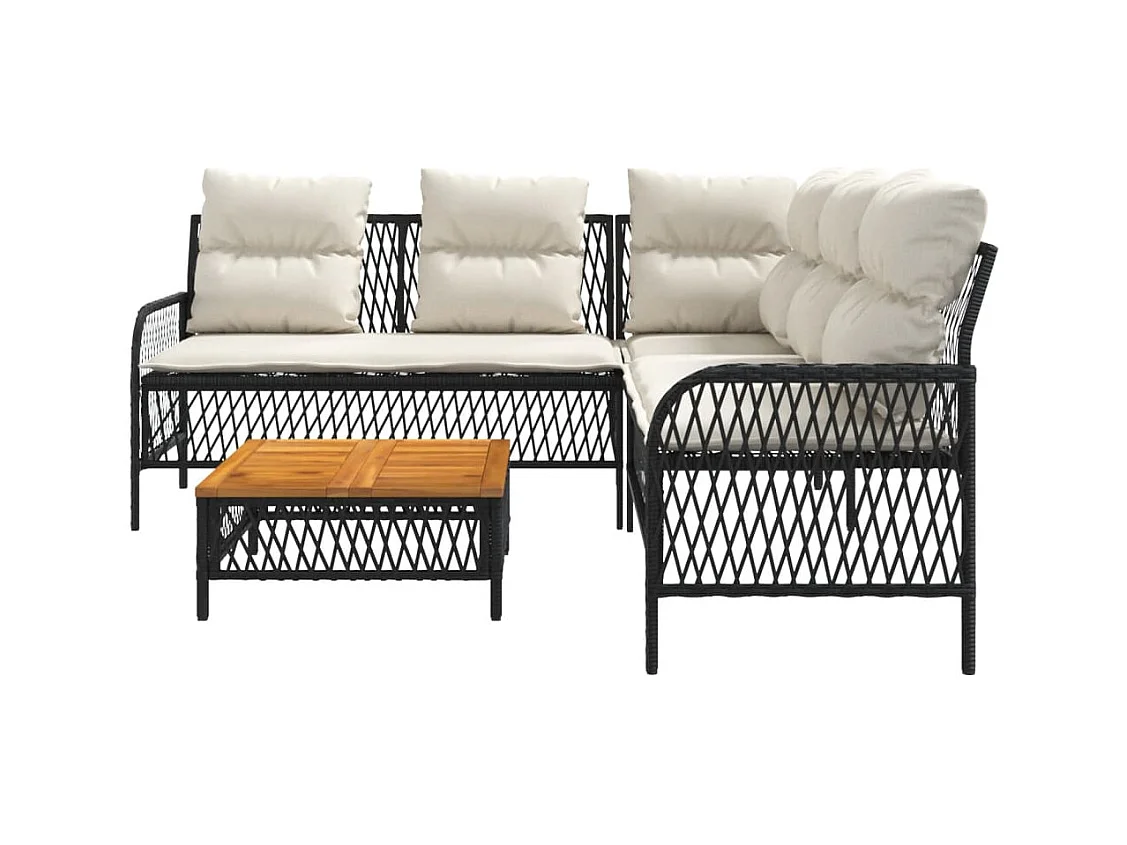Canapés de jardin 2 pcs avec coussins Noir Résine tressée