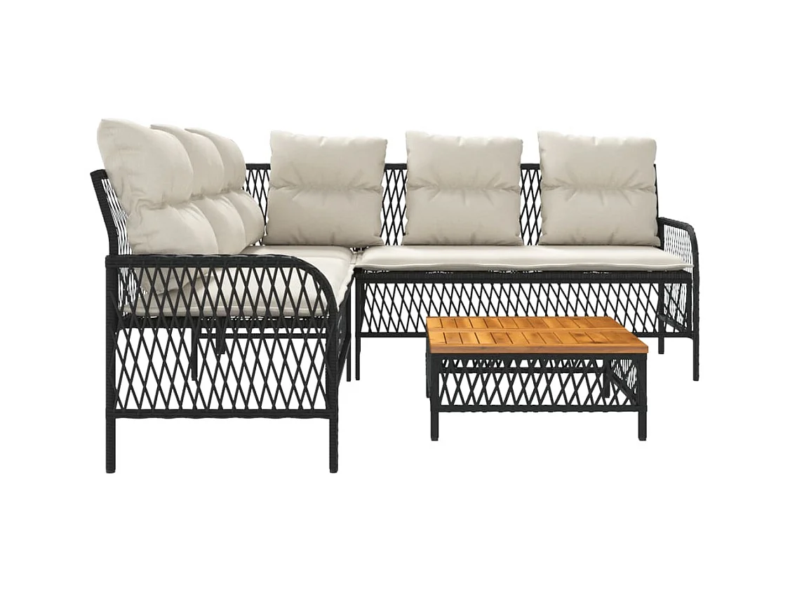 Canapés de jardin 2 pcs avec coussins Noir Résine tressée