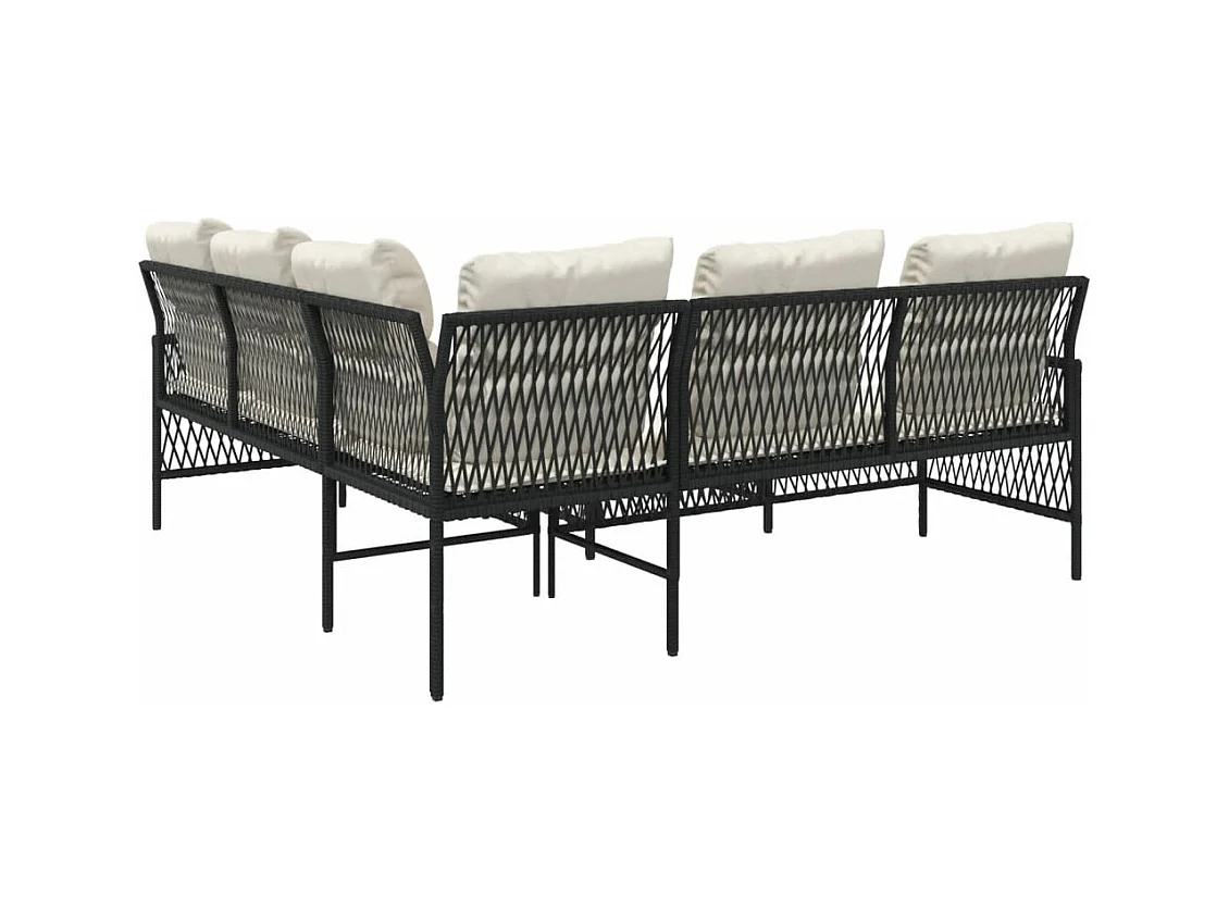 Canapés de jardin 2 pcs avec coussins Noir Résine tressée