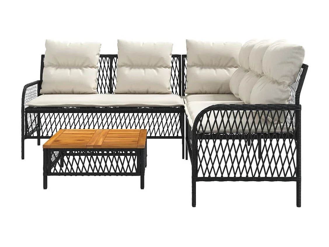 Canapés de jardin 2 pcs avec coussins Noir Résine tressée