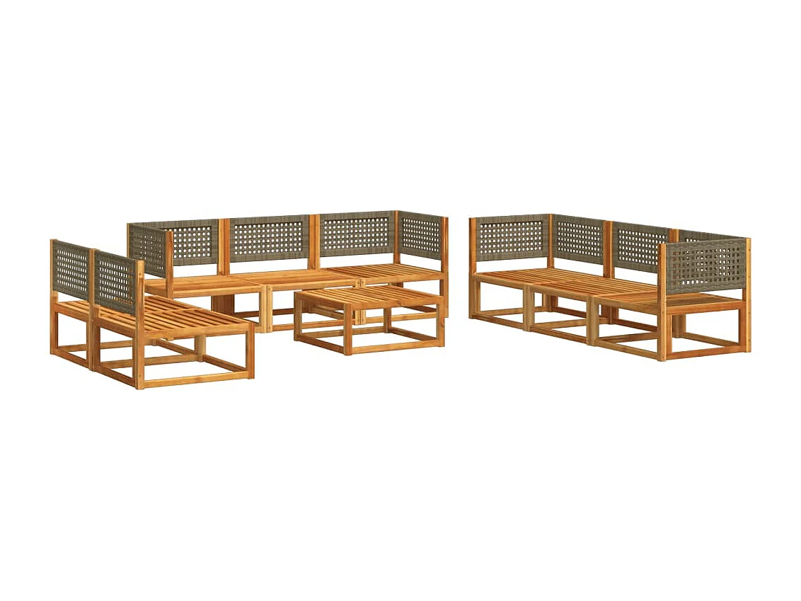 Salon de jardin avec coussins 9 pcs bois massif d'acacia