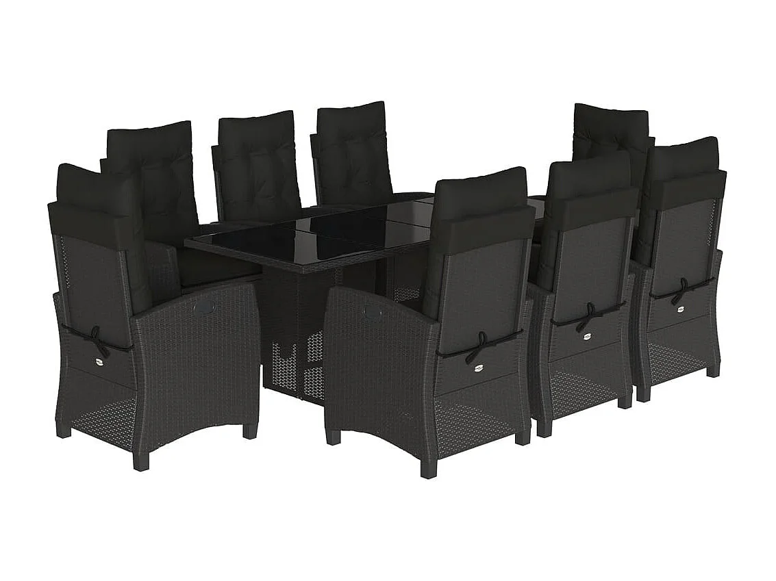 9-delige Tuinset poly rattan zwart